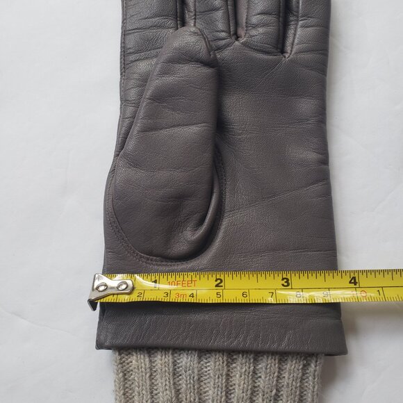 Banana Republic Leather Ribbed Knit Cuffs Gray Gloves - Picture 8 of 11